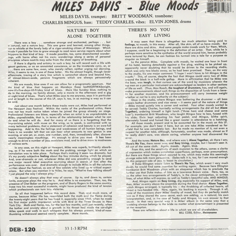 [19840] Miles Davis - Blue Moods (LP)