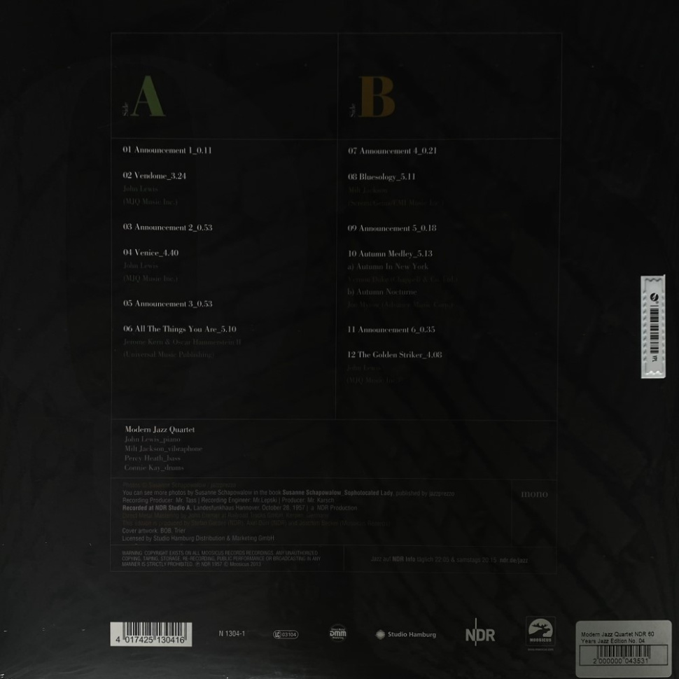 [43531] Modern Jazz Quartet - NDR 60 Years Jazz Edition No. 04 (LP)