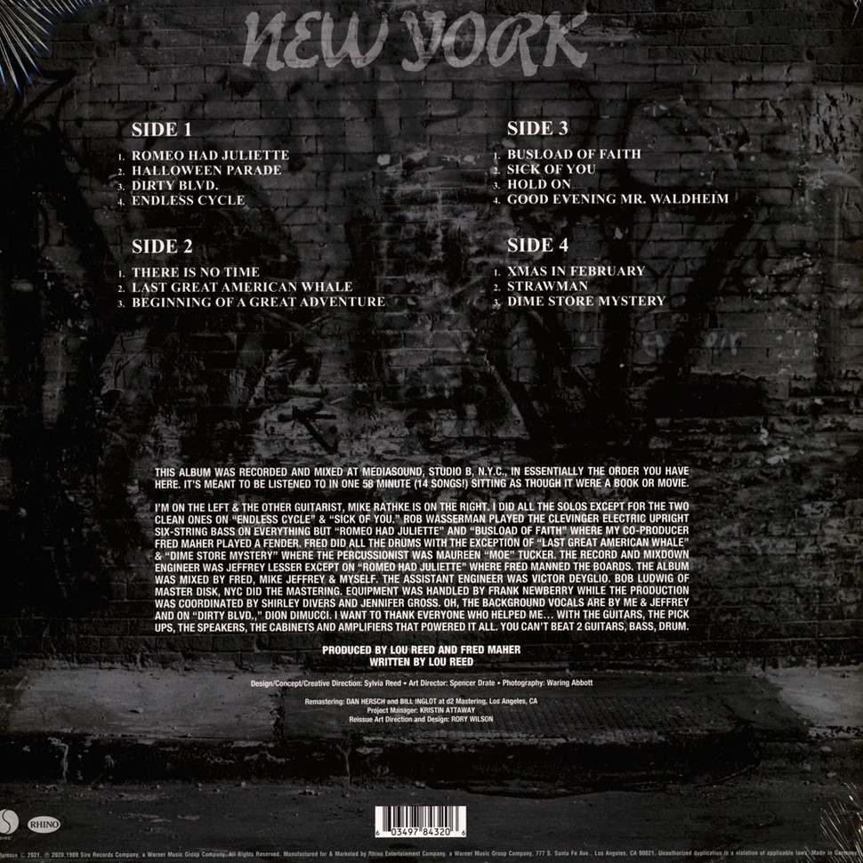 [52700] Lou Reed - New York (2LP | Clear)
