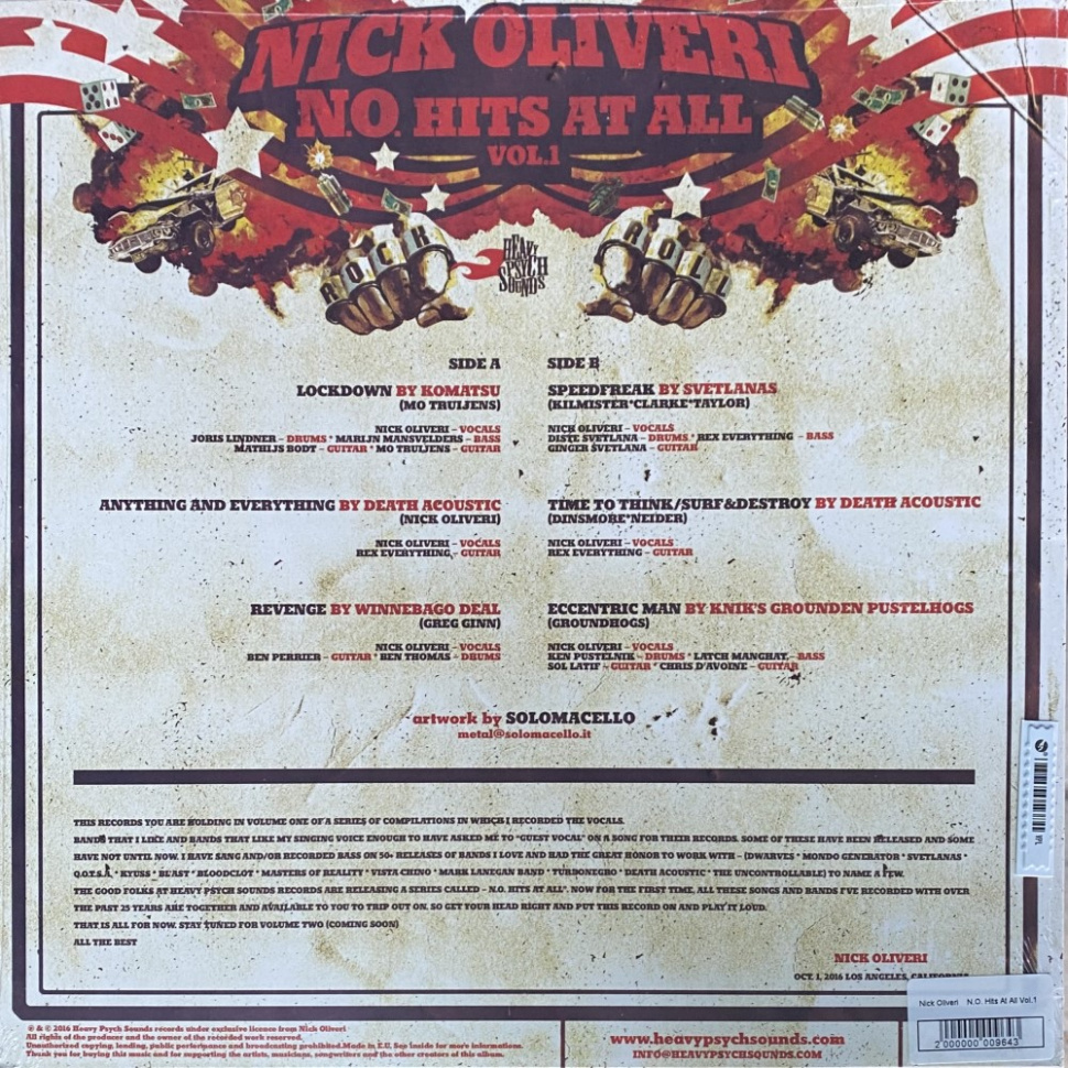 [9643] Nick Oliveri - N.O. Hits At All Vol.1 (LP)