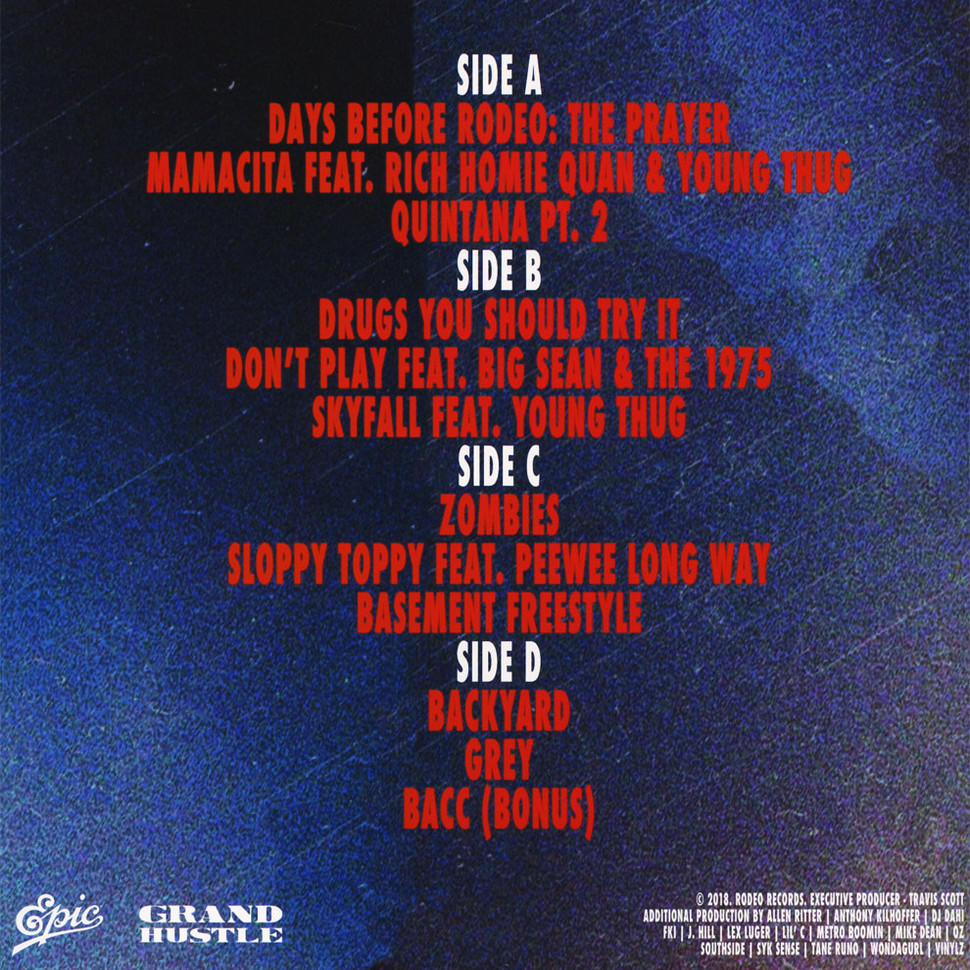 [69968] Travis Scott - Days Before Rodeo (2LP | Clear/Blue marble)