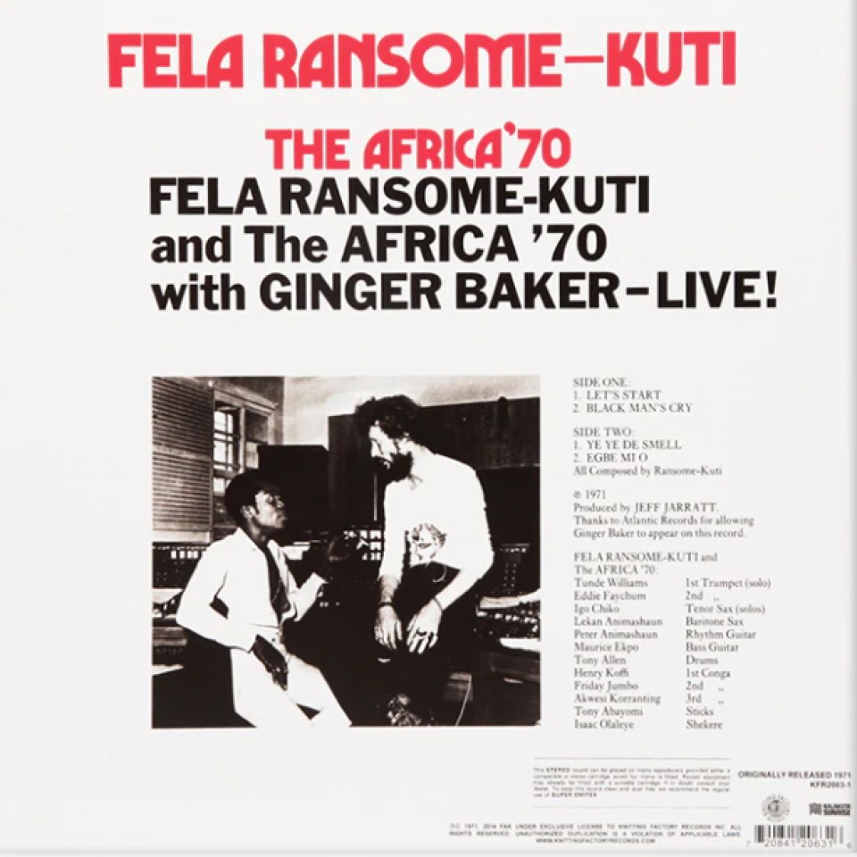 [8950] Fela Ransome-Kuti, Ginger Baker, The Africa '70 - Live! (LP | Red)