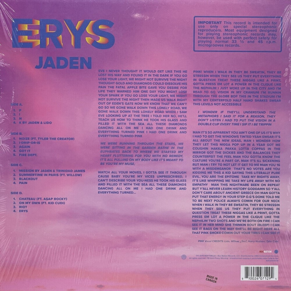 [38902] Jaden - ERYS (2LP | Pink)