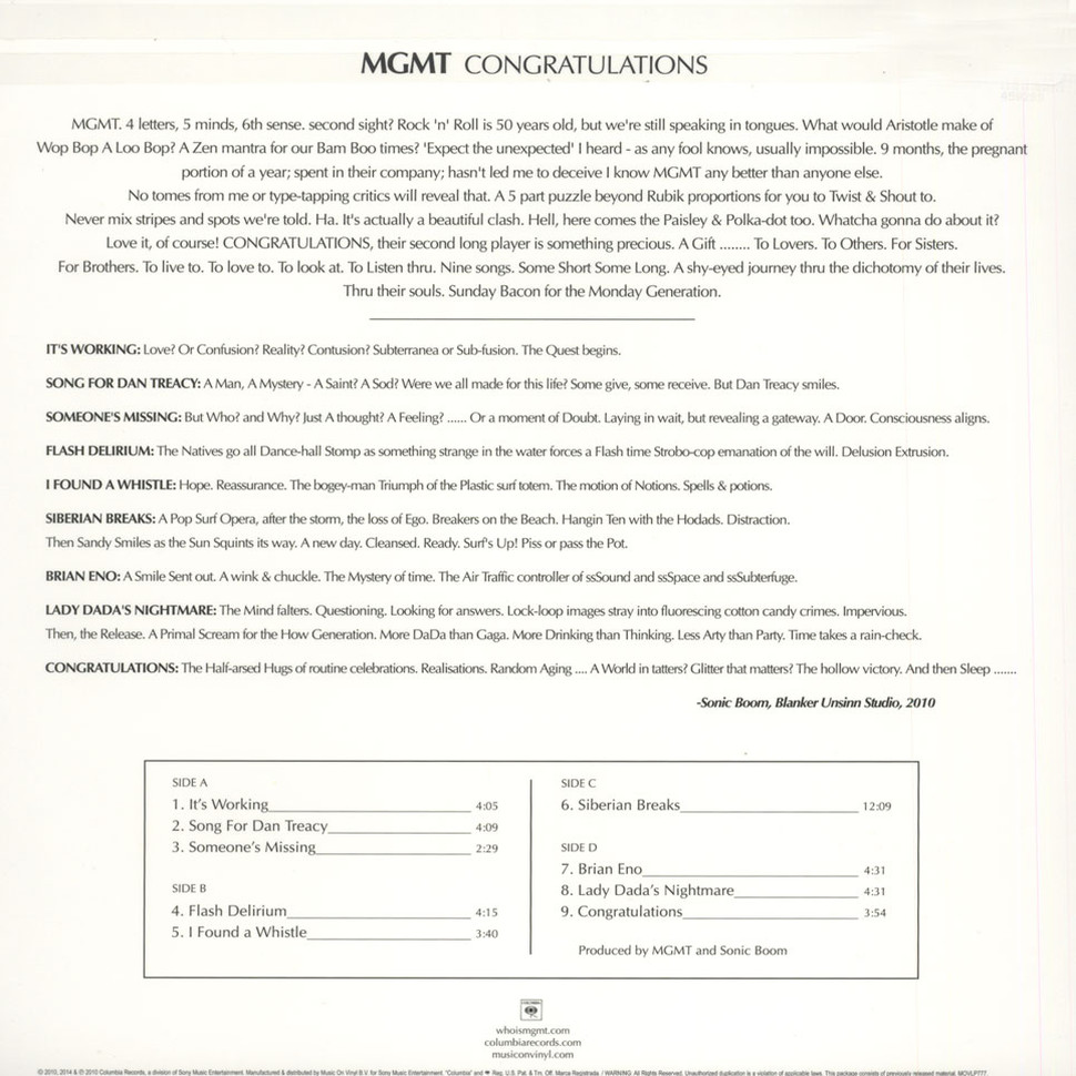 [11141] MGMT - Congratulations (2LP)