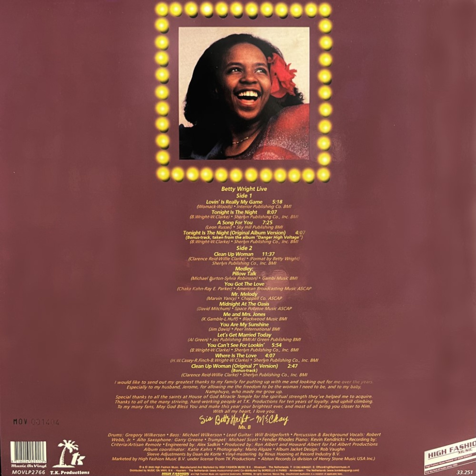 [33815] Betty Wright - Betty Wright Live (LP | Translucent Yellow)