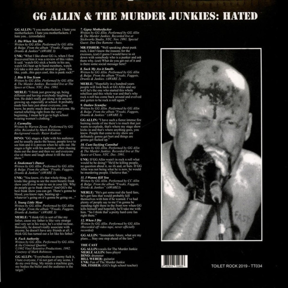 [51925] G.G. Allin - Hated (LP)
