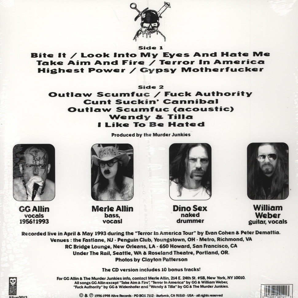 [71961] G.G. Allin - Terror In America (Live 1993) (LP)