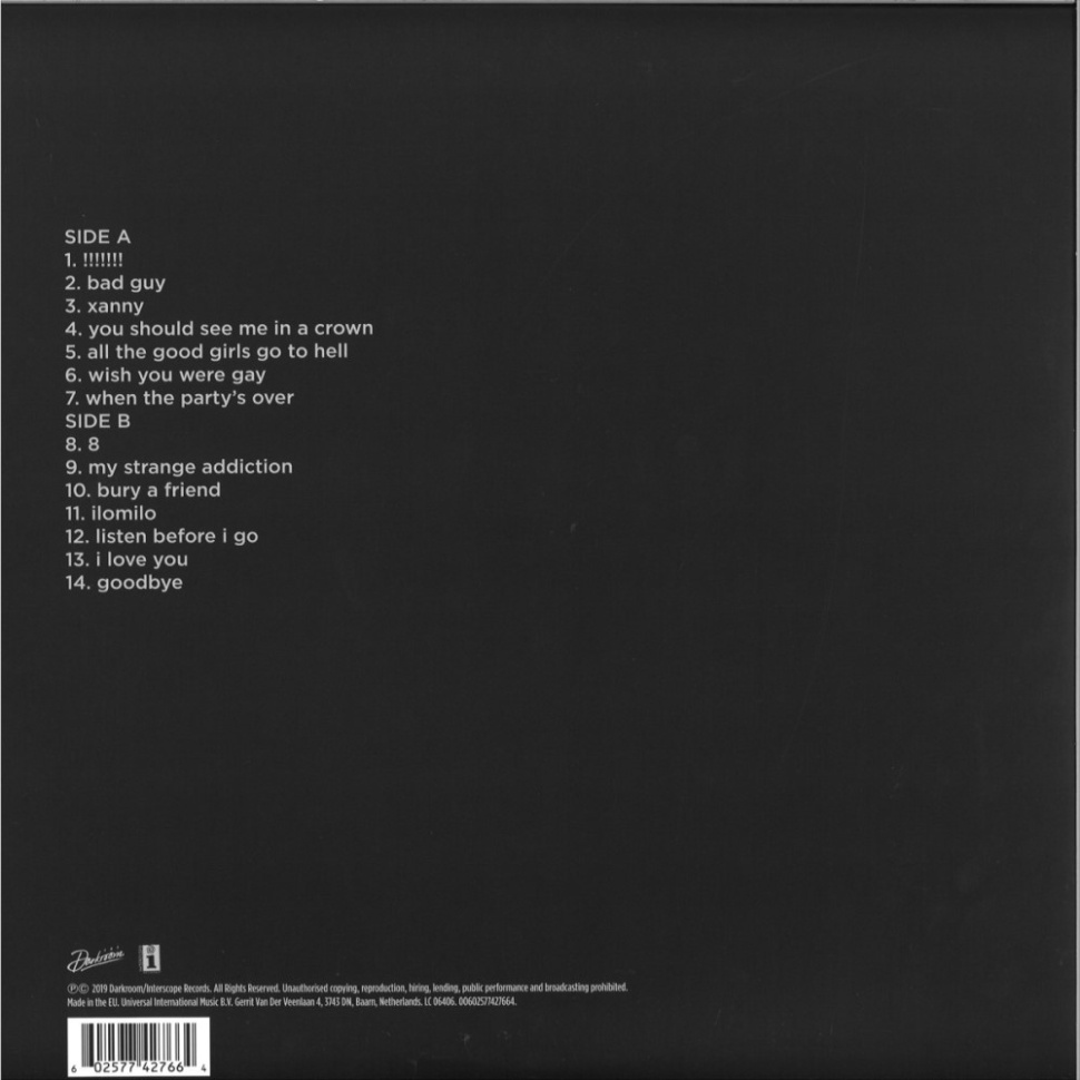 [1715] Billie Eilish - When We All Fall Asleep Where Do We Go? (LP | Apricot)