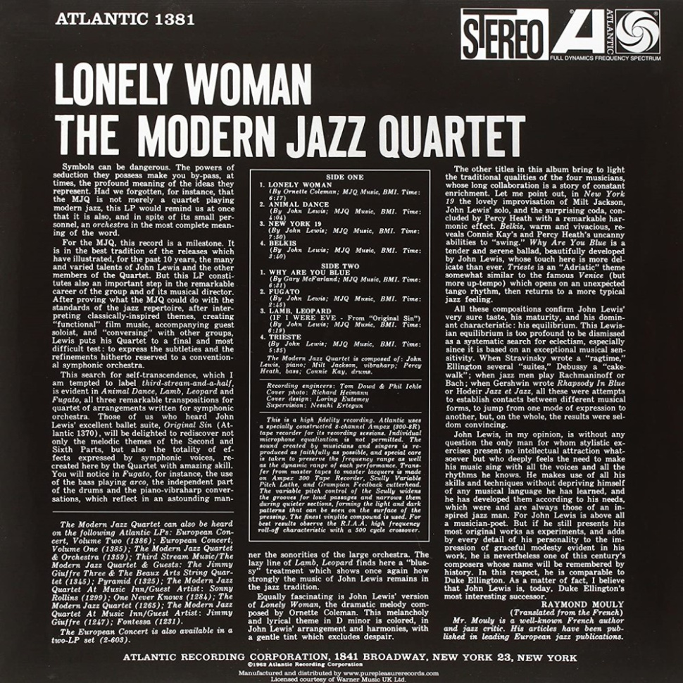 [44521] The Modern Jazz Quartet - Lonely Woman (LP)