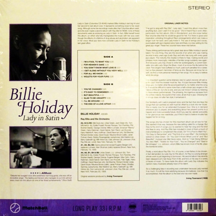 [27999] Billie Holiday With Ray Ellis And His Orchestra - Lady In Satin (LP)