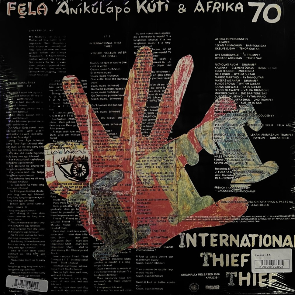 [8905] Fela Ransome-Kuti & The Africa '70 - I.T.T. (LP)