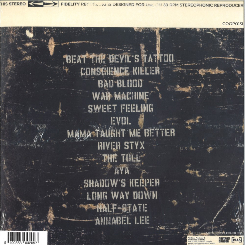 [58320] Black Rebel Motorcycle Club - Beat The Devil's Tattoo (2LP | Clear w/ Black Splatter)