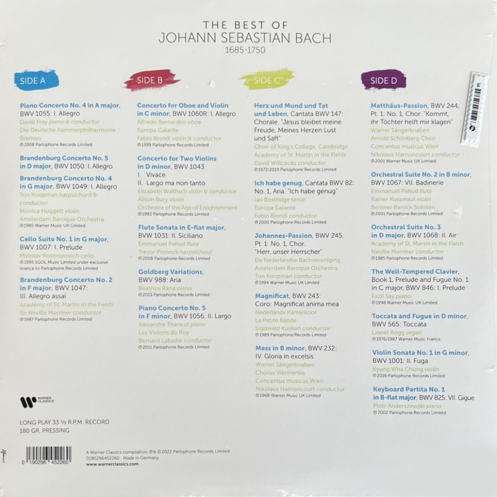 [70711] Johann Sebastian Bach - The Best Of Johann Sebastian Bach (LP)